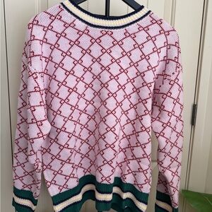 Patterned Pink and Red Women's Sweater